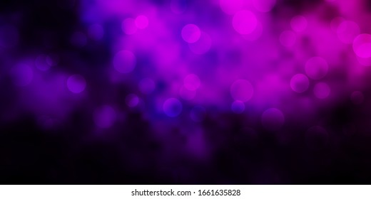 Dark Purple vector background with bubbles. Glitter abstract illustration with colorful drops. Pattern for booklets, leaflets.