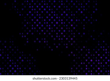 Dark Purple vector background with cards signs. Colored illustration with hearts, spades, clubs, diamonds. Design for ad, poster, banner of gambling websites.