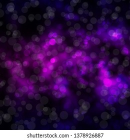 Dark Purple vector background with circles. Illustration with set of shining colorful abstract spheres. Pattern for wallpapers, curtains.