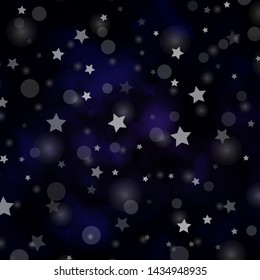 Dark Purple vector background with circles, stars. Illustration with set of colorful abstract spheres, stars. Template for business cards, websites.
