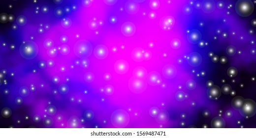 Dark Purple vector background with colorful stars. Colorful illustration in abstract style with gradient stars. Theme for cell phones.