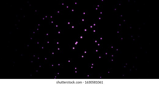 Dark Purple vector background with colorful stars. Shining colorful illustration with small and big stars. Best design for your ad, poster, banner.