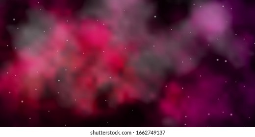 Fondo vectorial morado oscuro con estrellas coloridas. Ilustración colorida con estrellas abstractas de gradiente. Tema para teléfonos celulares.