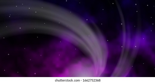 Fondo vectorial morado oscuro con estrellas coloridas. Dibujo abstracto geométrico moderno con estrellas. Patrón para sitios web, páginas de inicio.