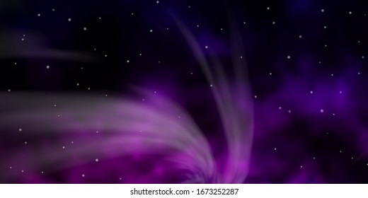 Dunkelviolette Vektorillustration mit bunten Sternen. Unscharfes dekoratives Design im einfachen Stil mit Sternen. Muster für Webseiten, Landing-Seiten.