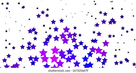 Dark Purple vector background with colorful stars. Colorful illustration in abstract style with gradient stars. Best design for your ad, poster, banner.