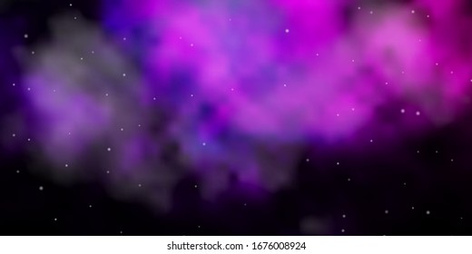 Fondo vectorial morado oscuro con estrellas coloridas. Ilustración decorativa con estrellas en plantilla abstracta. Patrón para sitios web, páginas de inicio.