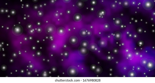 Dark Purple vector background with colorful stars. Shining colorful illustration with small and big stars. Theme for cell phones.