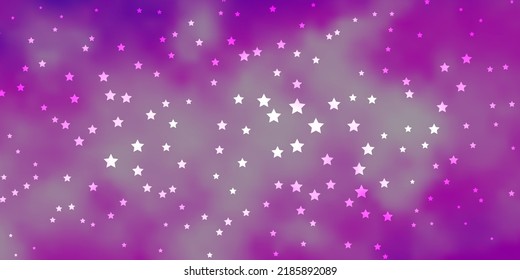 Dunkelvioletter Vektorhintergrund mit bunten Sternen. Dekorative Illustration mit Sternen auf abstrakter Vorlage. Muster für Verpackungsgeschenke.
