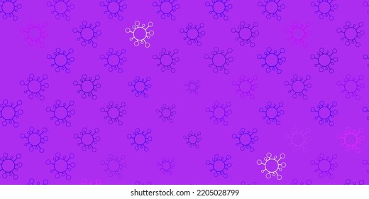Dark purple vector background with covid-19 symbols. Colorful abstract illustration with gradient medical shapes. Wallpaper for health protection.