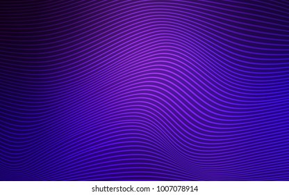 Dark Purple vector background with curved ribbons. Shining illustration, which consist of blurred lines. The elegant pattern of a brand book.