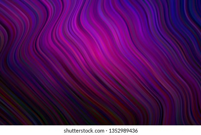 Dark Purple vector background with curved circles. Modern gradient abstract illustration with bandy lines. Textured wave pattern for backgrounds.