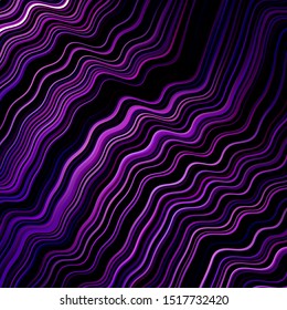 Dark Purple vector background with curved lines. Creative illustration in halftone style with gradient. Template for cell phone screens.