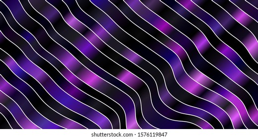 Dark Purple vector background with curved lines. Illustration in halftone style with gradient curves. Best design for your posters, banners.