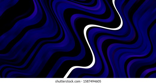Dark Purple vector background with curved lines. Illustration in halftone style with gradient curves. Best design for your posters, banners.