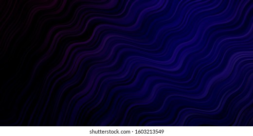 Dark Purple vector background with curved lines. Abstract illustration with gradient bows. Template for your UI design.