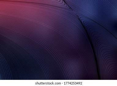 Dunkelvioletter Vektorhintergrund mit geschwungenen Linien. Eine glänzende Illustration, die aus gekrümmten Linien besteht. Muster für Ihr Business-Design.