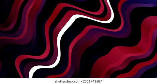 Fondo vector púrpura oscuro con líneas curvas. Ilustración abstracta con líneas de degradado de banda. Diseño para su promoción comercial.