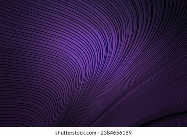 Fondo vector púrpura oscuro con líneas curvas. Ilustración inteligente en estilo abstracto con líneas de degradado.  Fondo para pantallas de teléfonos móviles.