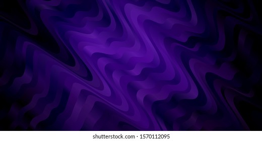 Dark Purple vector background with curves. Illustration in abstract style with gradient curved.  Template for your UI design.