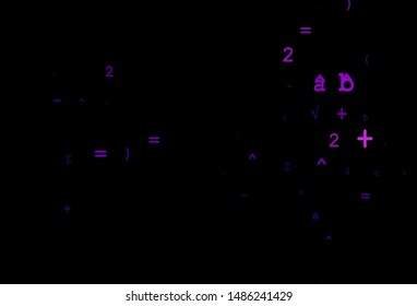 Dark Purple vector background with Digit symbols. Illustration with Numeral symbols on abstract template. Smart design for your university promotion.