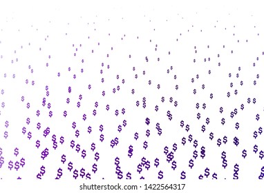 Dark Purple vector background with Dollar. Blurred design in with symbols of USD. The pattern can be used for financial, investment websites.