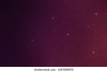 Dark Purple vector background with dots and lines. Glitter abstract illustration with connection of triangle structure. New design for ad, poster, banner of your website.