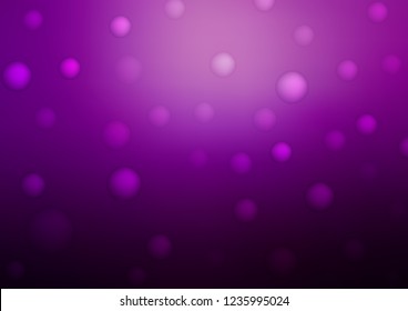Dark Purple vector background with dots. Illustration with set of shining colorful abstract circles. The pattern can be used for ads, leaflets of liquid.