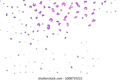 Dark Purple vector background with Euro, Dollar, Yen. Modern abstract illustration with symbols of money. Best design for your ad, poster, banner of money.
