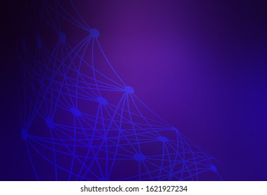 Dark Purple vector background with forms of artificial intelligence. Shining colorful illustration with real structure of AI. Pattern for science, futuristic designs.