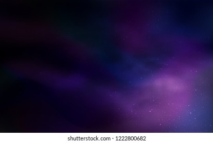 Dark Purple vector background with galaxy stars. Glitter abstract illustration with colorful cosmic stars. Smart design for your business advert.
