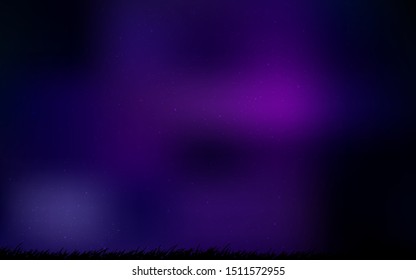 Dark Purple vector background with galaxy stars. Glitter abstract illustration with colorful cosmic stars. Pattern for astronomy websites.
