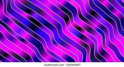 Dark Purple vector background with lines. Illustration in abstract style with gradient curved.  Template for cellphones.
