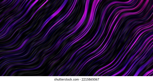 Dark Purple vector background with lines. Colorful geometric sample with gradient curves.  Pattern for websites, landing pages.