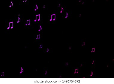 Dark Purple vector background with music symbols. Shining illustration of colorful gradient music notes. Template for fasion magazines.