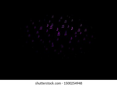 Dark Purple vector background with music symbols. Isolated colorful music keys on abstract background. Modern design for wallpapers.