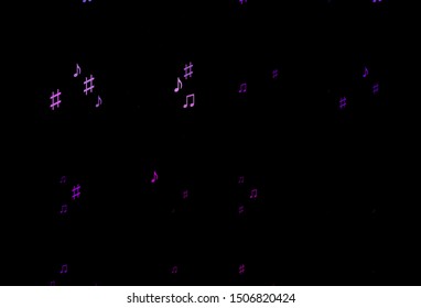 Dark Purple vector background with music symbols. Modern abstract illustration with melody keys. Pattern for school ad, booklets.