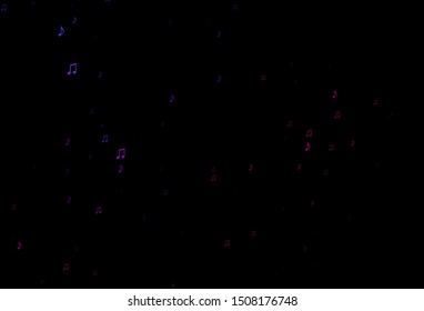 Dark Purple vector background with music symbols. Modern abstract illustration with melody keys. Modern design for wallpapers.