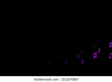 Dark Purple vector background with music symbols. Abstract illustration with colorful symbols of melody. Pattern for festival leaflets.
