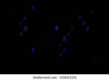 Dark Purple vector background with music symbols. Modern abstract illustration with melody keys. Pattern for school ad, booklets.