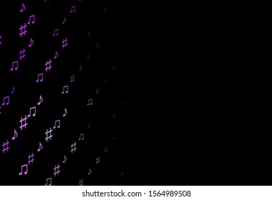 Dark Purple vector background with music symbols. Modern abstract illustration with melody keys. Pattern for school ad, booklets.