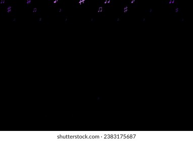 Dark Purple vector background with music symbols. Decorative design in abstract style with music shapes. Pattern for festival leaflets.