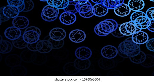 Dark Purple vector background with occult symbols. Abstract illustration with gothic gradient shapes. Simple base for your occult design.