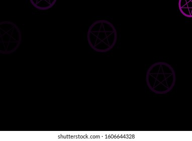 Dark Purple vector background with occult symbols. Abstract illustration with gothic gradient shapes. Simple design for occult depiction.