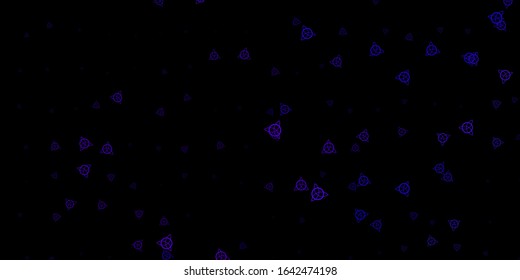 Dark Purple vector background with occult symbols. Abstract illustration with gothic gradient shapes. Best design halloween events.