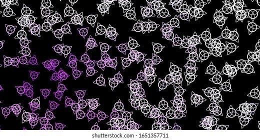 Dark Purple vector background with occult symbols. Abstract illustration with gothic gradient shapes. Simple base for your occult design.