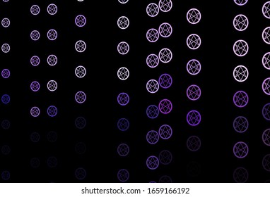 Dark Purple vector background with occult symbols. Colorful mystic symbols with a gradient in ancient style. Best design halloween events.
