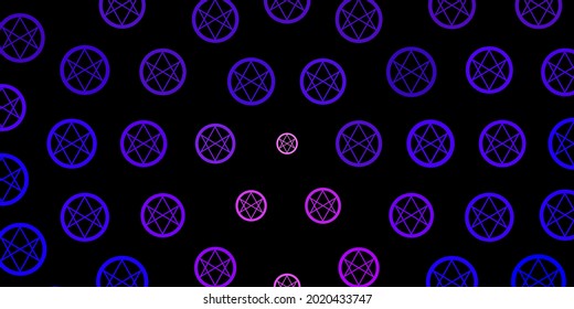 Dark Purple vector background with occult symbols. Abstract illustration with gothic gradient shapes. Simple design for occult depiction.