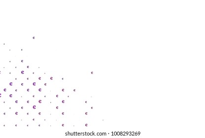 Dark Purple vector background with signs of Euro. Blurred design in simple style with symbols of Euro. Best design for your ad, poster, banner of BTC money.
