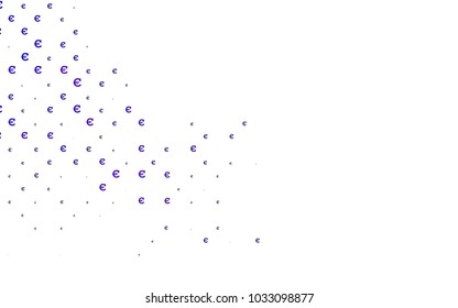 Dark Purple vector background with signs of Euro. Shining illustration with signs of Euro on abstract template. Smart design for your business advert of economic, wealth.